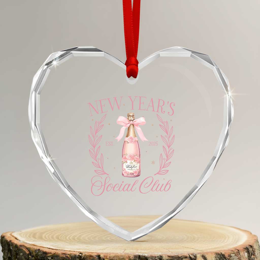 New Year's Social Club 2025 Heart Crystal Glass Ornament Coquette Champagne Bottles - Wonder Print Shop