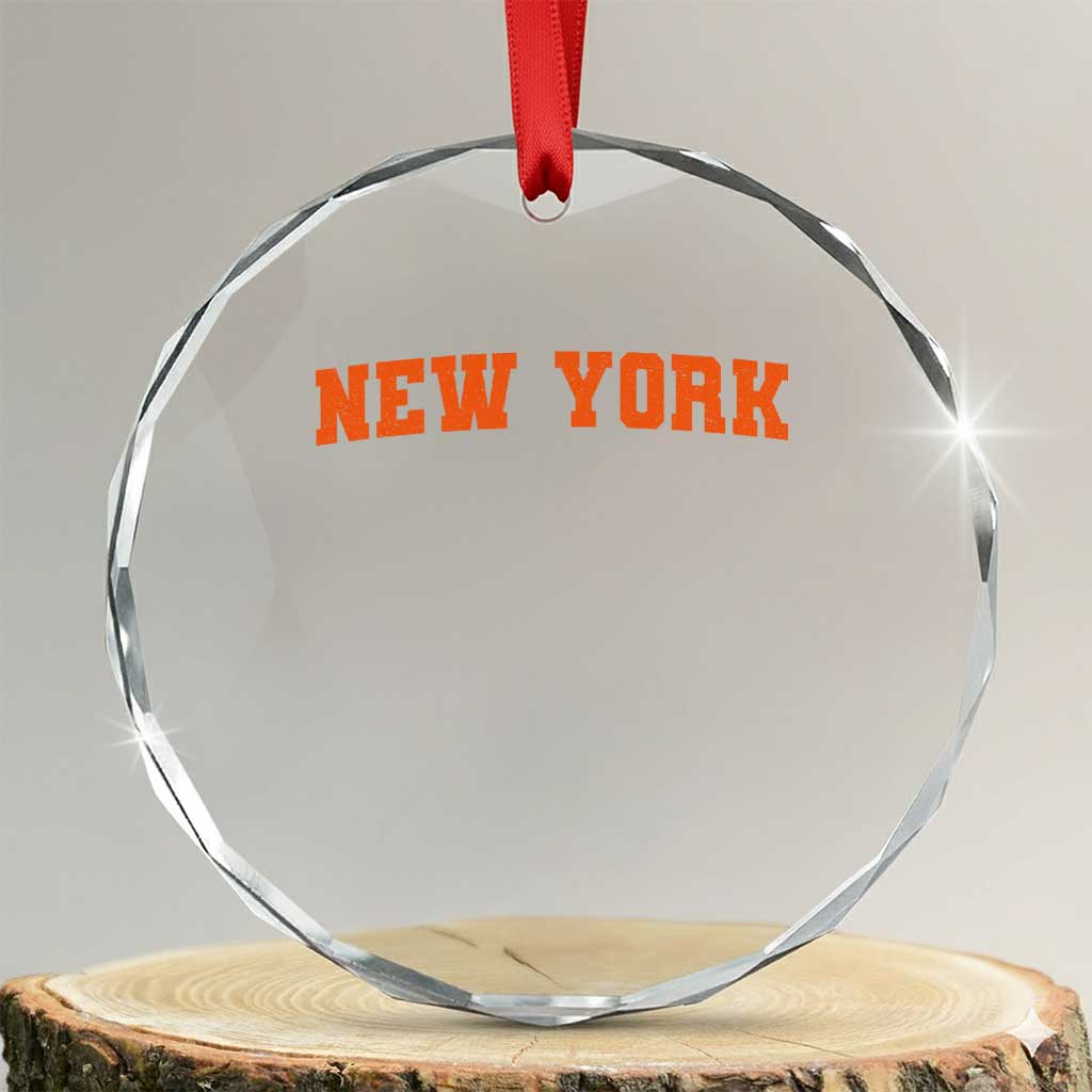 New York Crystal Glass Ornament Vintage Varsity Sports Throwback Design