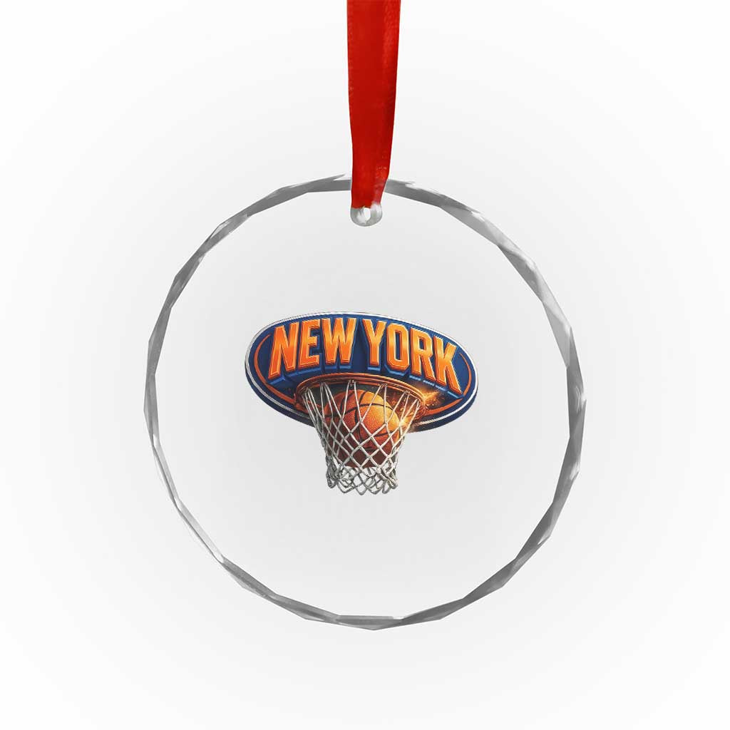 New York Game Day Gift Hoops Lover Crystal Glass Ornament
