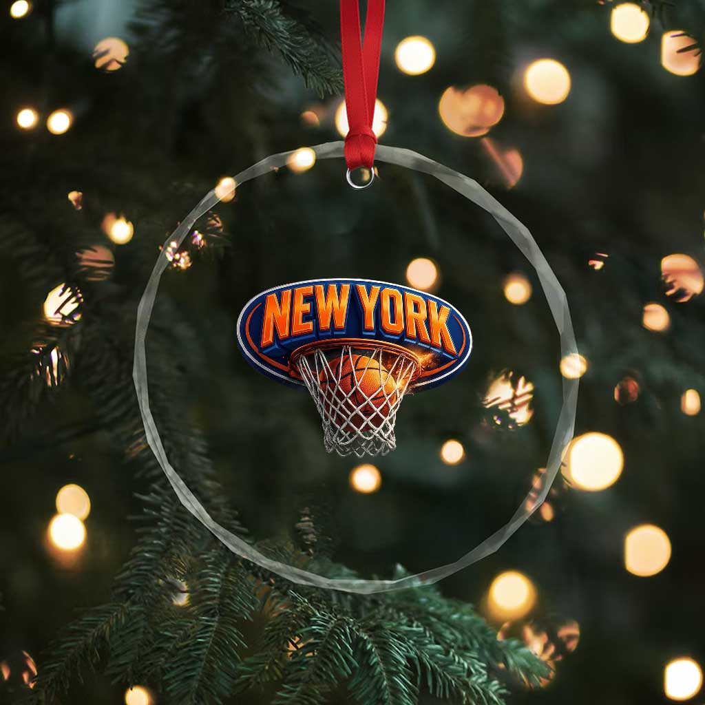 New York Game Day Gift Hoops Lover Crystal Glass Ornament