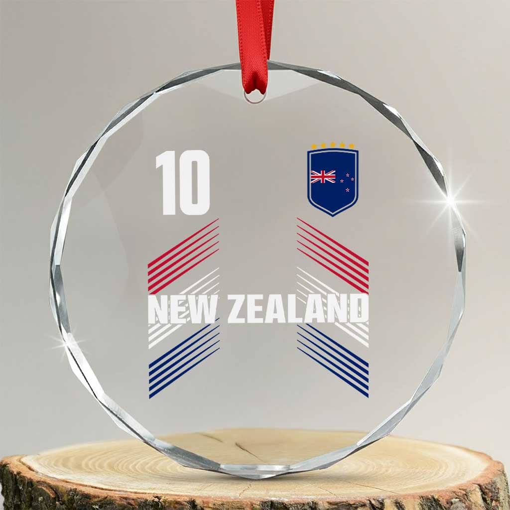 New Zealand Soccer Sports Graphic Number 10 Jersey Style Crystal Glass Ornament Proud Kiwis Football Fans Game Day Pride