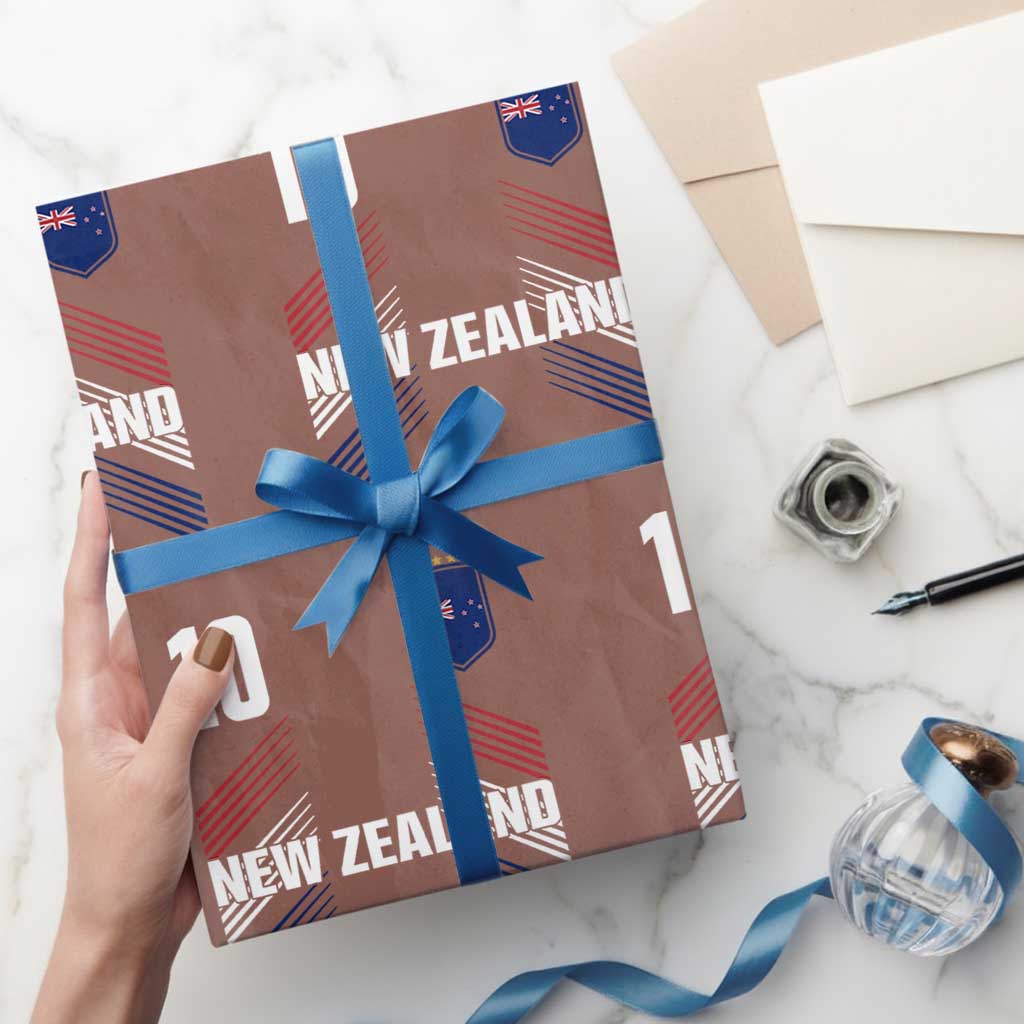New Zealand Soccer Sports Graphic Number 10 Jersey Style Wrapping Paper Roll Proud Kiwis Football Fans Game Day Pride