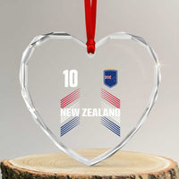 New Zealand Soccer Sports Graphic Number 10 Jersey Style Heart Crystal Glass Ornament Proud Kiwis Football Fans Game Day Pride