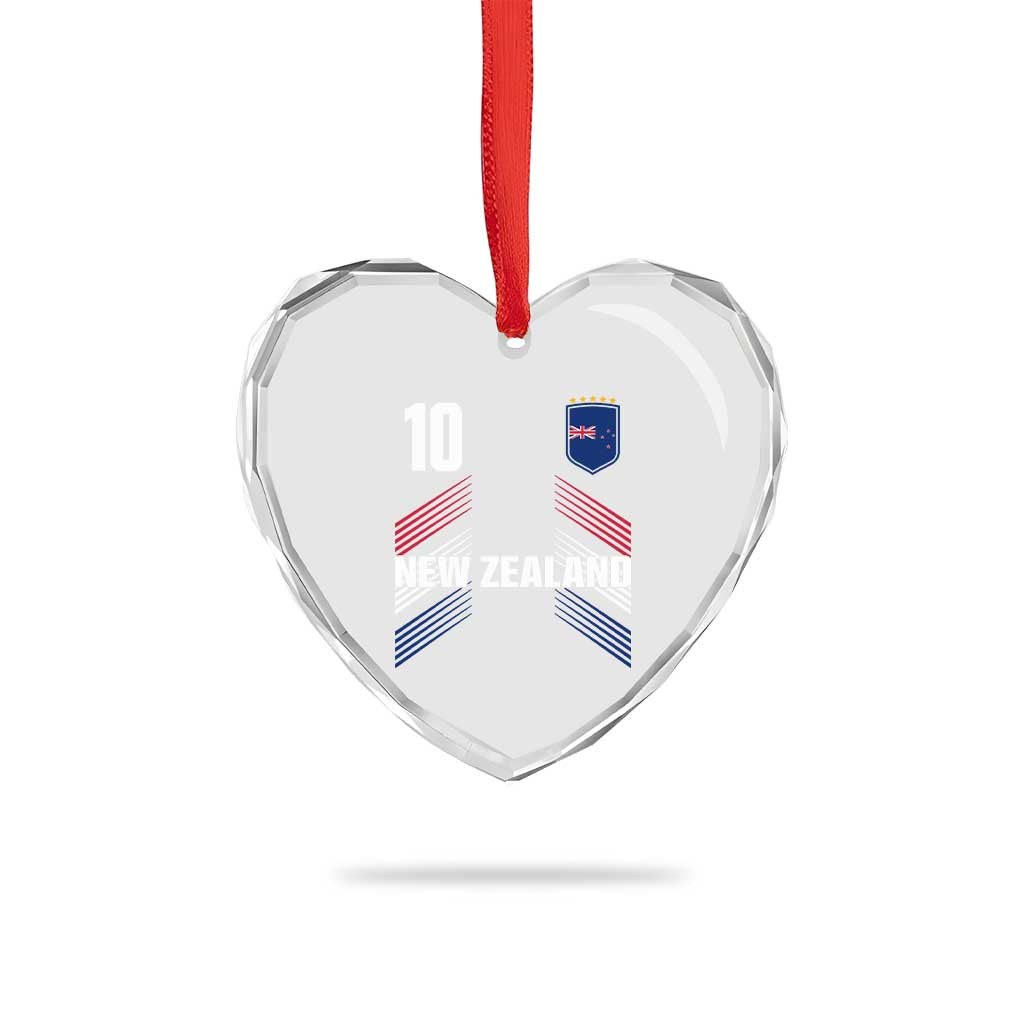 New Zealand Soccer Sports Graphic Number 10 Jersey Style Heart Crystal Glass Ornament Proud Kiwis Football Fans Game Day Pride