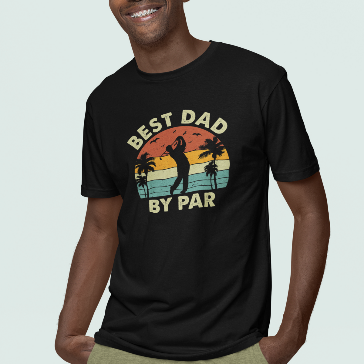 Golfing Dad T Shirt Best Dad By Par Retro Vintage Father's Day Golf Lover Golfer - Wonder Print Shop