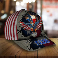 Premium Cracked Texas State, Eagle 3D Hat Personalized