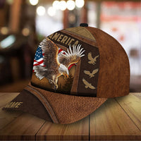 Premium Leather American Eagle Patriotic 3D Hat Personalized