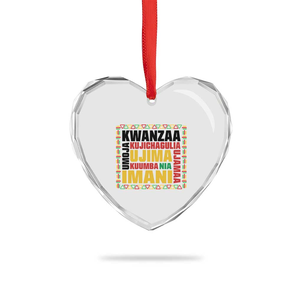 Nguzo Saba Seven Principles Heart Crystal Glass Ornament African Heritage Celebration Gift - Wonder Print Shop