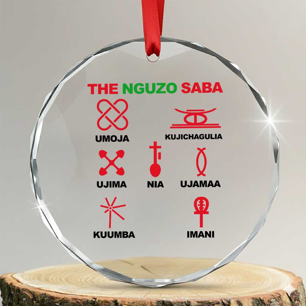 Nguzo Saba Seven Principles Of Kwanzaa Celebration Gift Crystal Glass Ornament - Wonder Print Shop