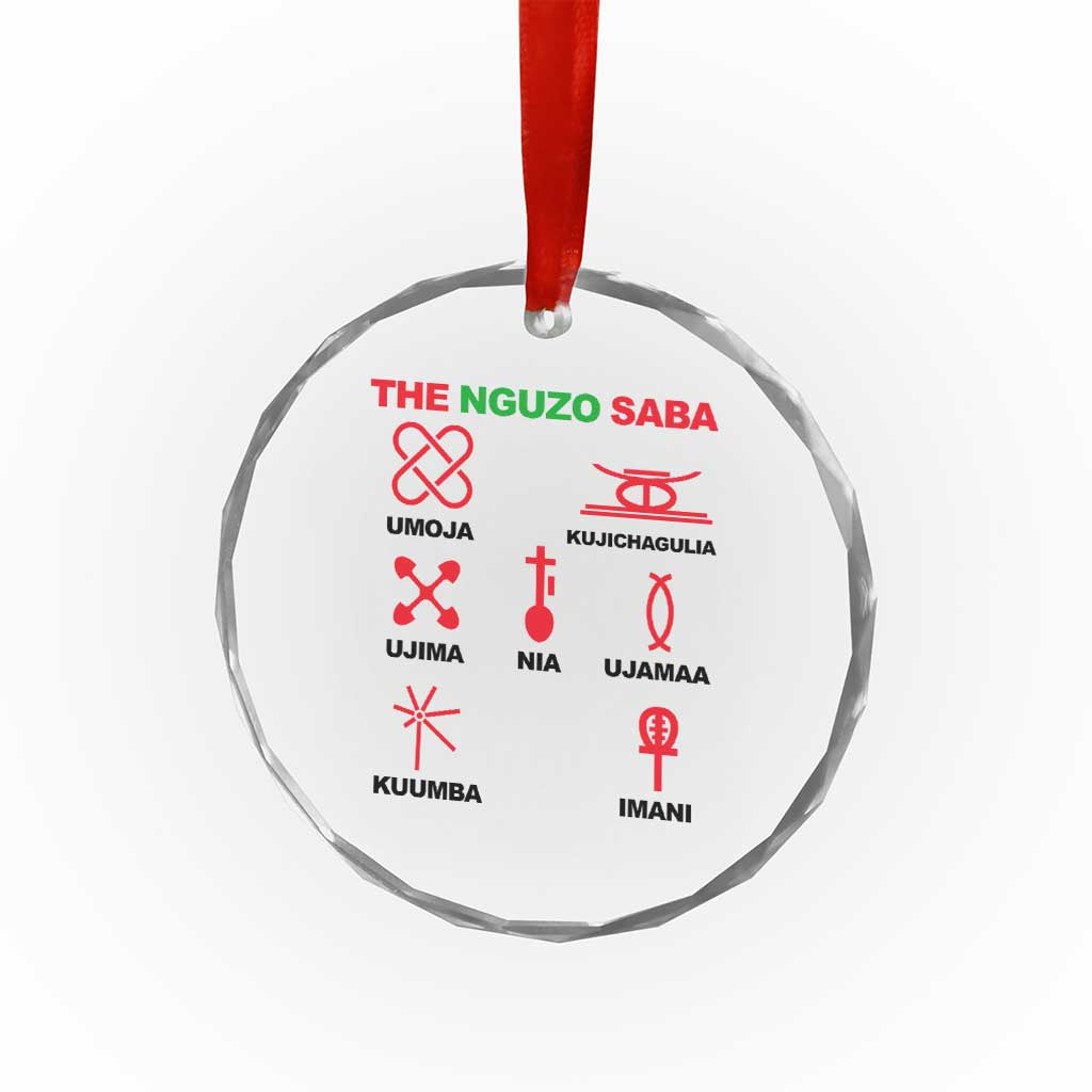 Nguzo Saba Seven Principles Of Kwanzaa Celebration Gift Crystal Glass Ornament - Wonder Print Shop