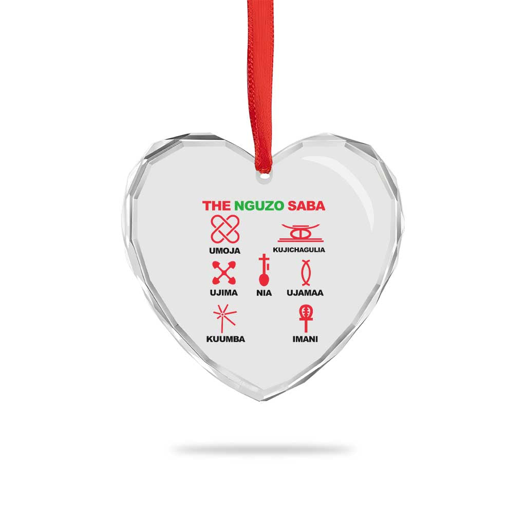 Nguzo Saba Seven Principles Of Kwanzaa Celebration Gift Heart Crystal Glass Ornament - Wonder Print Shop