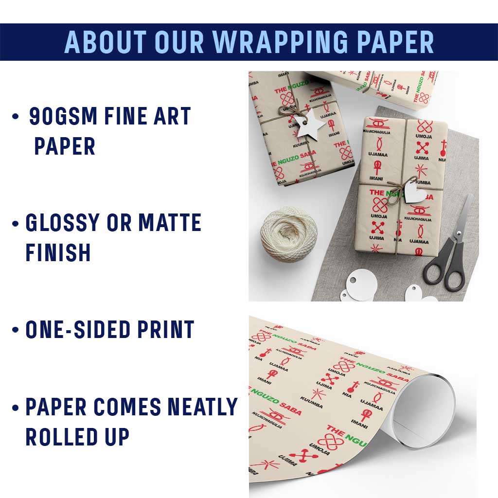 Nguzo Saba Seven Principles Of Kwanzaa Celebration Gift Wrapping Paper Roll - Wonder Print Shop
