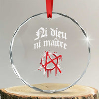 Ni Dieu Ni Maitre No God No Masters Crystal Glass Ornament Anarchy Symbol - Wonder Print Shop