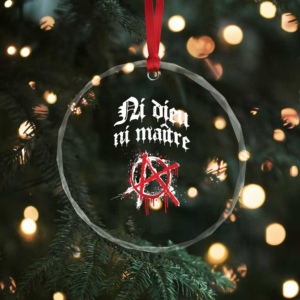 Ni Dieu Ni Maitre No God No Masters Crystal Glass Ornament Anarchy Symbol - Wonder Print Shop