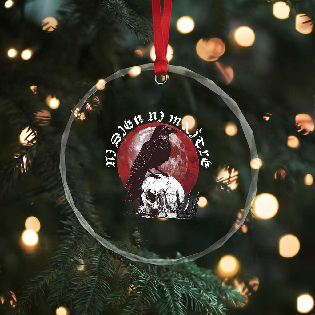 Ni Dieu Ni Maitre No God No Masters Crystal Glass Ornament Raven Skull - Wonder Print Shop