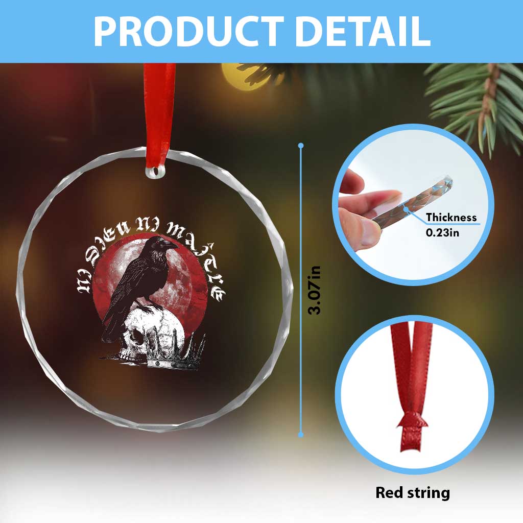 Ni Dieu Ni Maitre No God No Masters Crystal Glass Ornament Raven Skull - Wonder Print Shop