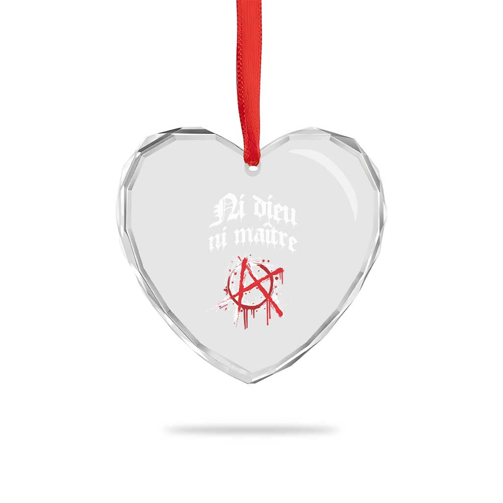 Ni Dieu Ni Maitre No God No Masters Heart Crystal Glass Ornament Anarchy Symbol - Wonder Print Shop