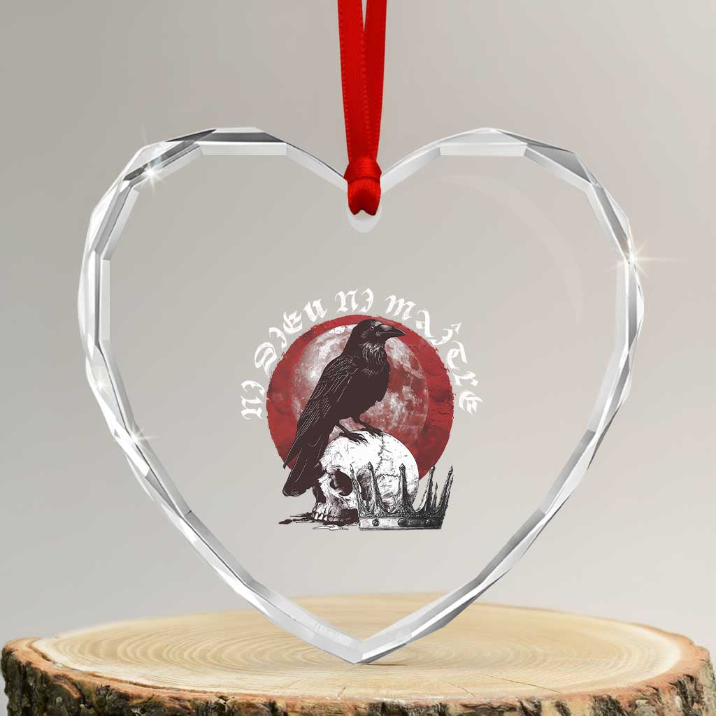 Ni Dieu Ni Maitre No God No Masters Heart Crystal Glass Ornament Raven Skull - Wonder Print Shop