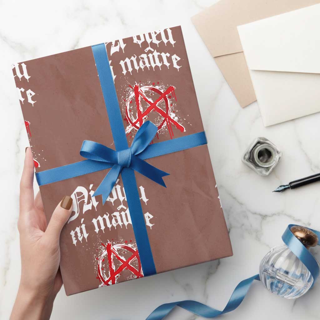Ni Dieu Ni Maitre No God No Masters Wrapping Paper Roll Anarchy Symbol - Wonder Print Shop