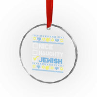 Nice Naughty Jewish Ugly Hanukkah Crystal Glass Ornament Chanukah Jew Gift - Wonder Print Shop