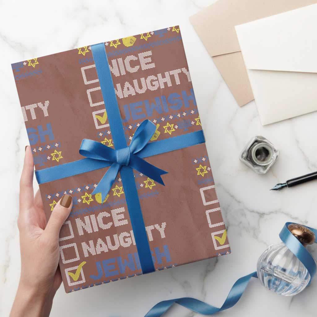Nice Naughty Jewish Ugly Hanukkah Wrapping Paper Roll Chanukah Jew Gift - Wonder Print Shop