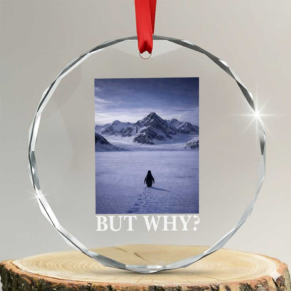 Nihilist Penguin But Why Crystal Glass Ornament Lone Penguin Walking Toward Mountain Meme