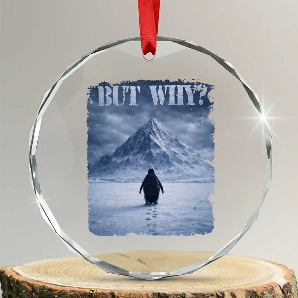 Nihilist Penguin But Why Crystal Glass Ornament Snow Mountains Motivational Penguin Meme