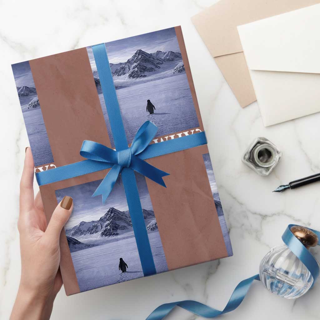Nihilist Penguin But Why Wrapping Paper Roll Lone Penguin Walking Toward Mountain Meme