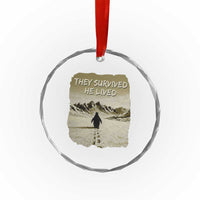 Nihilist Penguin Hiking Meme Crystal Glass Ornament They Survived He Lived