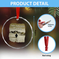 Nihilist Penguin Hiking Meme Crystal Glass Ornament They Survived He Lived