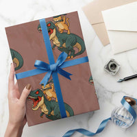 Ninja Cat Riding Dinosaur Wrapping Paper Roll - Wonder Print Shop