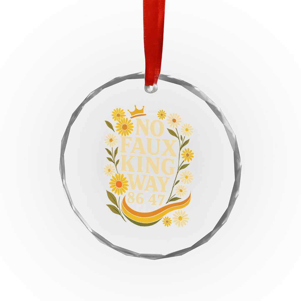 No Faux King Way 8647 Crystal Glass Ornament Subtle Resist 70s Retro Floral TS02