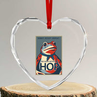 No Hope Without Hop Heart Crystal Glass Ornament Ribbit Resist Repeat Resistance Frog Protest Pop Art Graphic - Wonder Print Shop