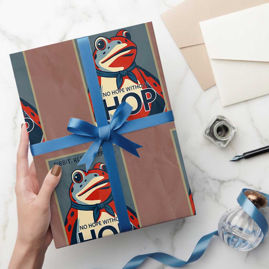 No Hope Without Hop Wrapping Paper Roll Ribbit Resist Repeat Resistance Frog Protest Pop Art Graphic - Wonder Print Shop