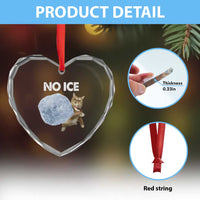 No Ice Heart Crystal Glass Ornament Funny Cat Meme Subtle FDT Political Satire