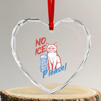 No Ice Please Angry Cat Graphic Heart Crystal Glass Ornament Subtle Against Ice Protest Political Resistance