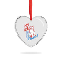 No Ice Please Angry Cat Graphic Heart Crystal Glass Ornament Subtle Against Ice Protest Political Resistance