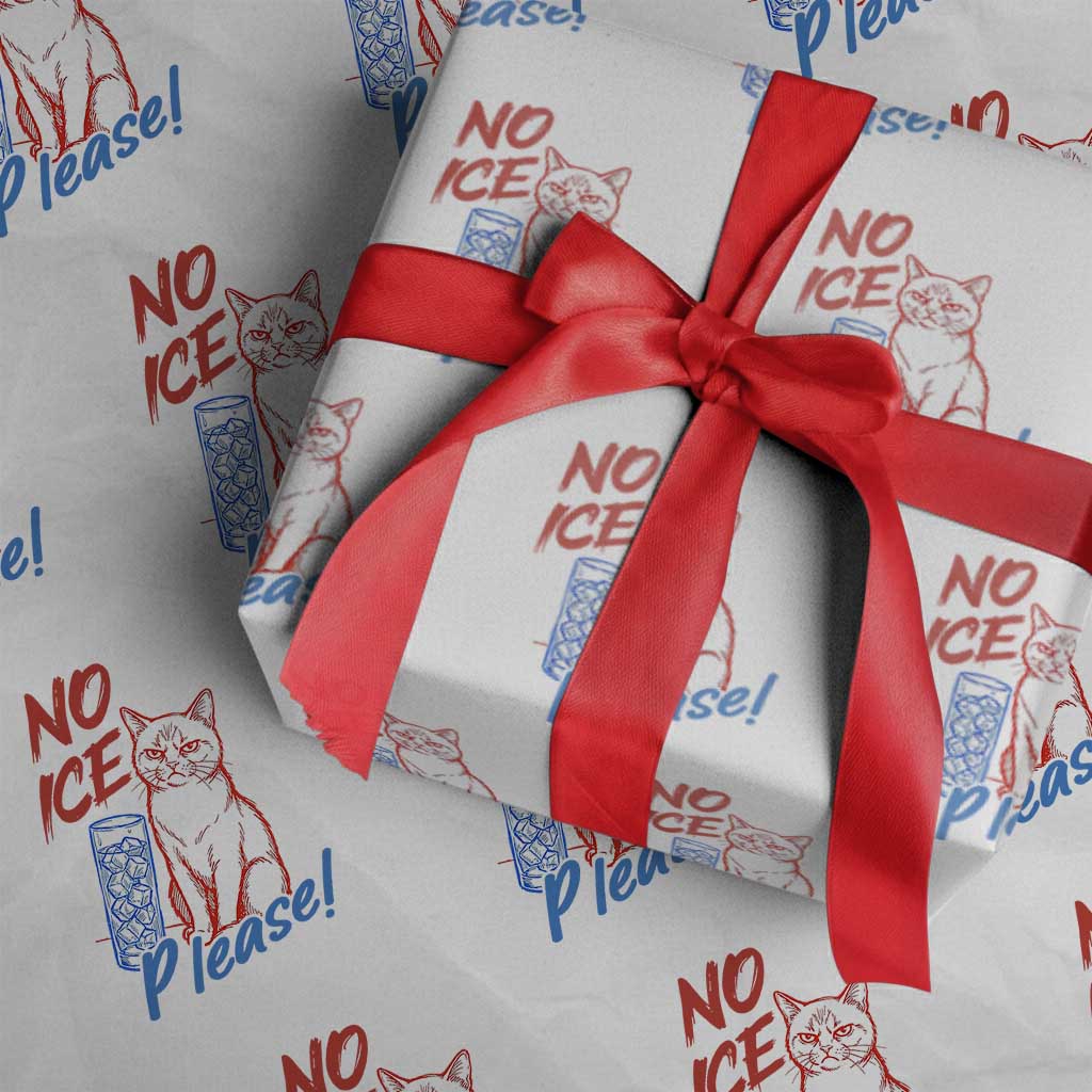 No Ice Please Angry Cat Graphic Wrapping Paper Roll Subtle Against Ice Protest Political Resistance