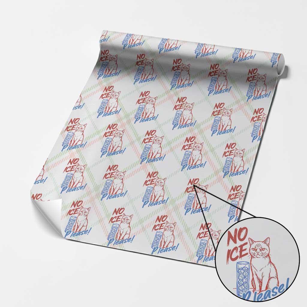 No Ice Please Angry Cat Graphic Wrapping Paper Roll Subtle Against Ice Protest Political Resistance