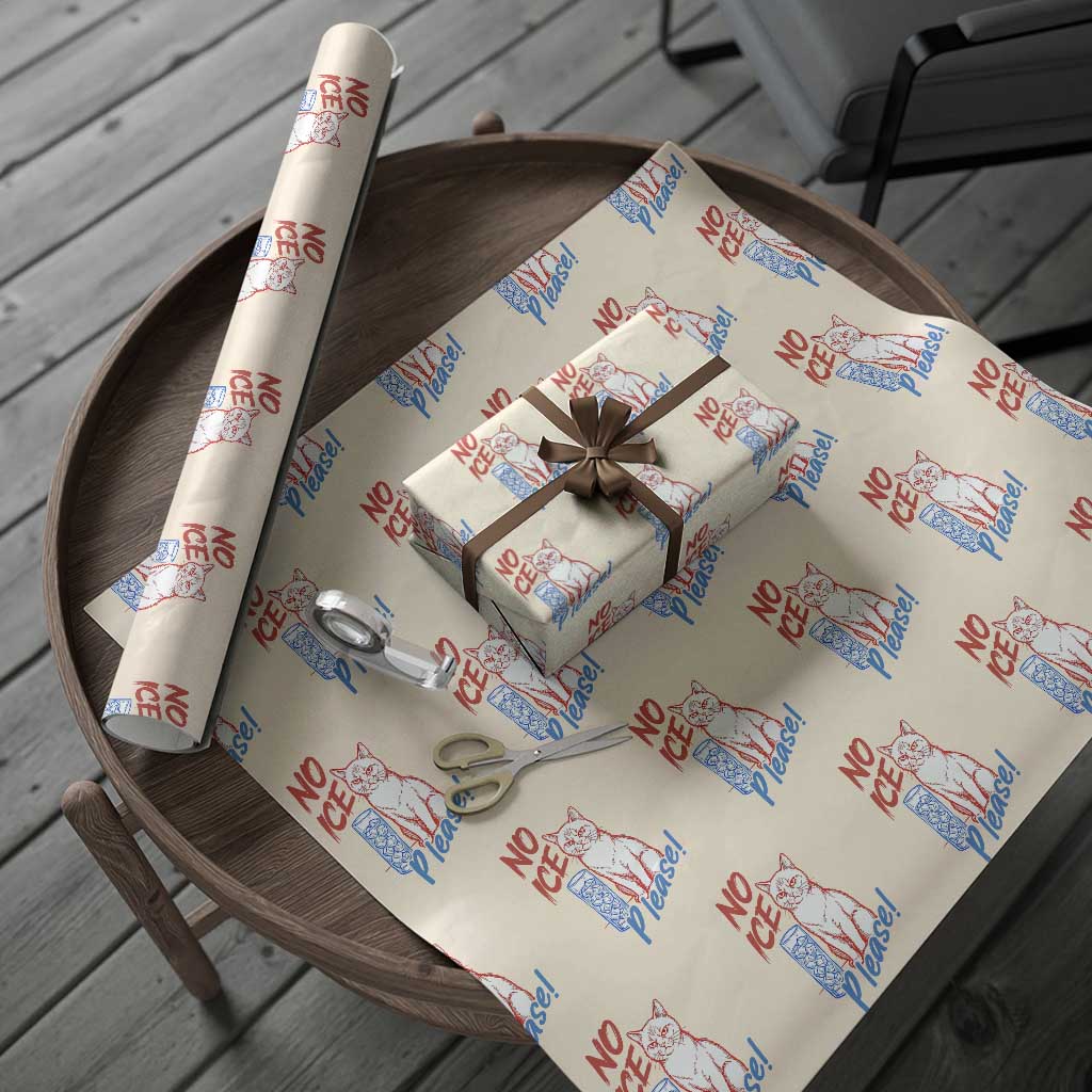 No Ice Please Angry Cat Graphic Wrapping Paper Roll Subtle Against Ice Protest Political Resistance