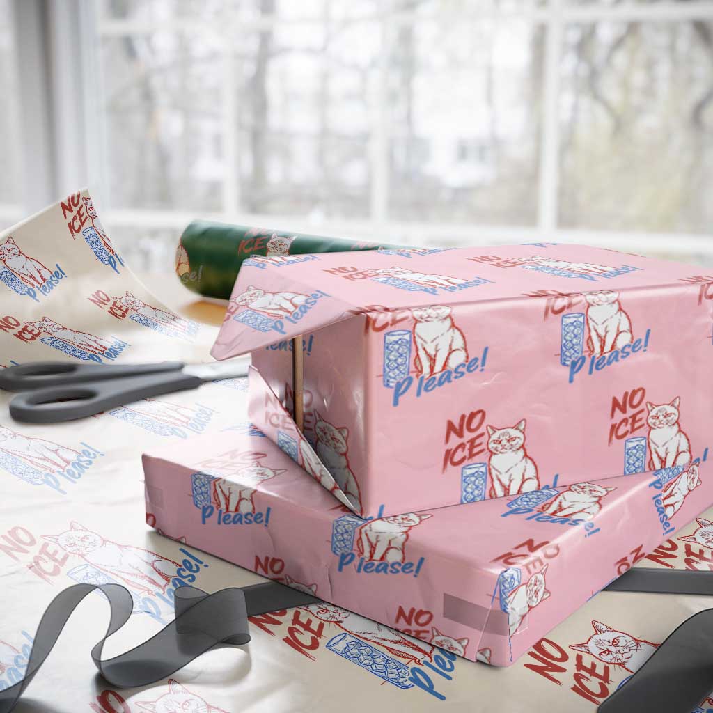No Ice Please Angry Cat Graphic Wrapping Paper Roll Subtle Against Ice Protest Political Resistance