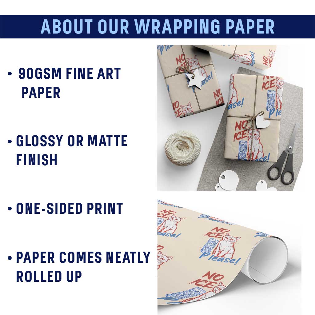 No Ice Please Angry Cat Graphic Wrapping Paper Roll Subtle Against Ice Protest Political Resistance