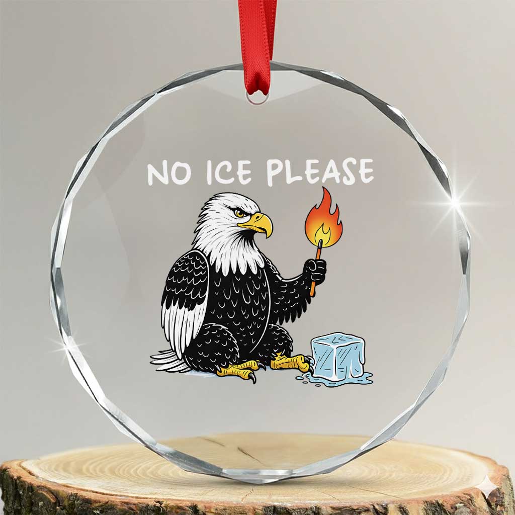 No Ice Please Crystal Glass Ornament Funny American Eagle Social Justice Gift