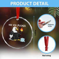 No Ice Please Crystal Glass Ornament Funny American Eagle Social Justice Gift