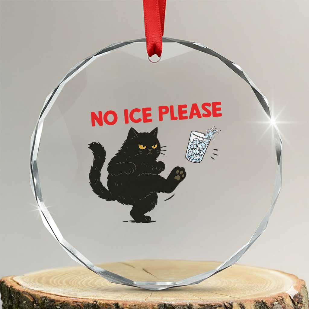 No Ice Please Crystal Glass Ornament Funny Black Cat Abolish ICE Meme Protest