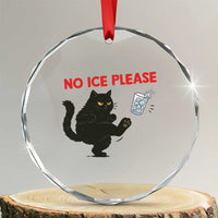 No Ice Please Crystal Glass Ornament Funny Black Cat Abolish ICE Meme Protest