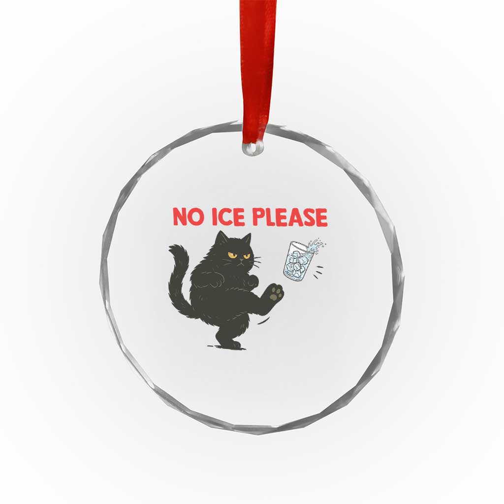 No Ice Please Crystal Glass Ornament Funny Black Cat Abolish ICE Meme Protest