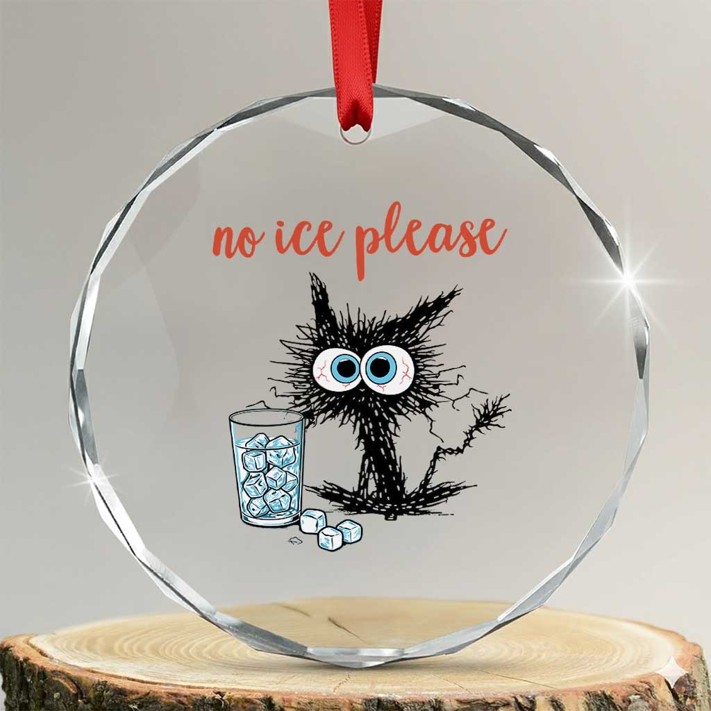 No Ice Please Crystal Glass Ornament Funny Black Cat Sarcastic Abolish ICE Meme