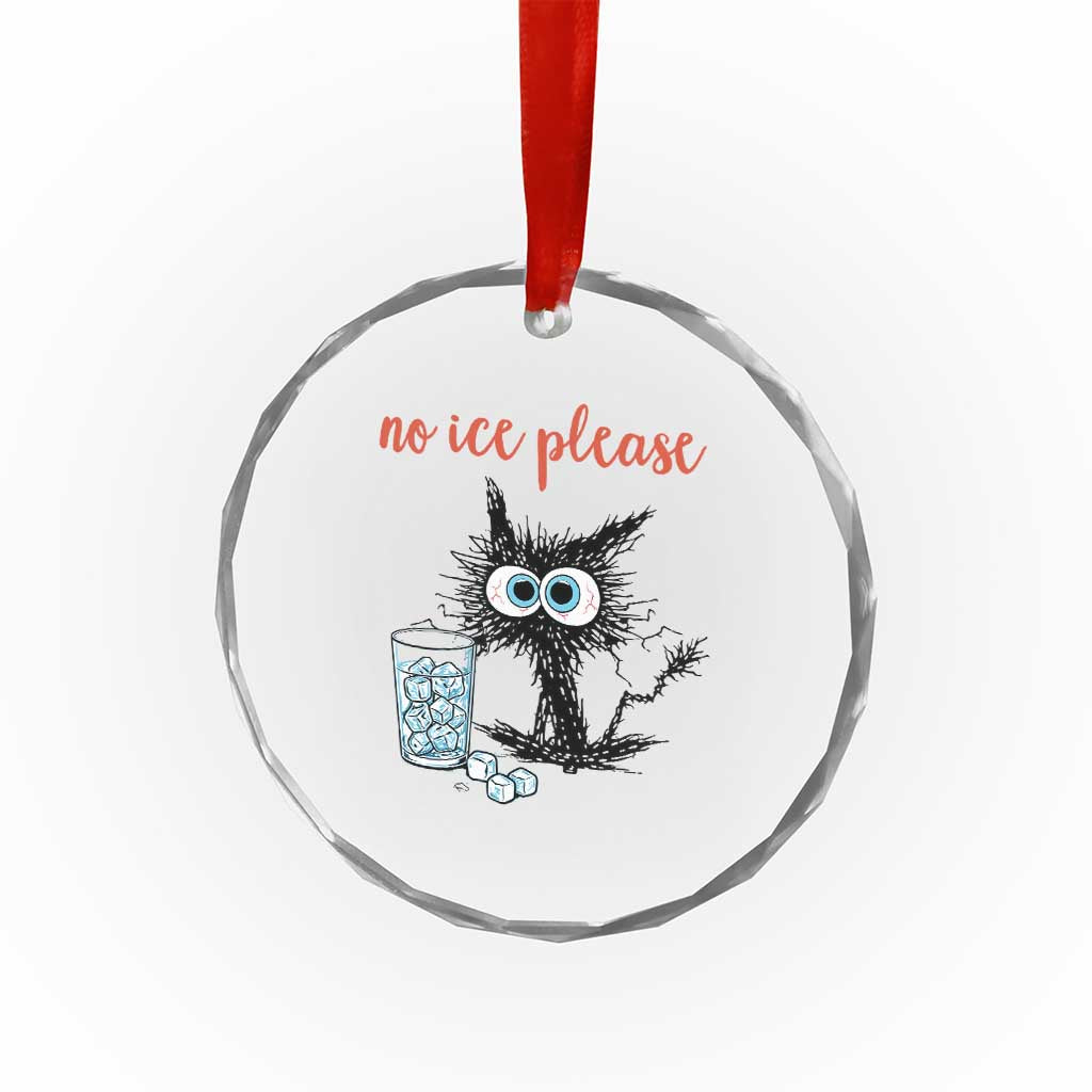No Ice Please Crystal Glass Ornament Funny Black Cat Sarcastic Abolish ICE Meme