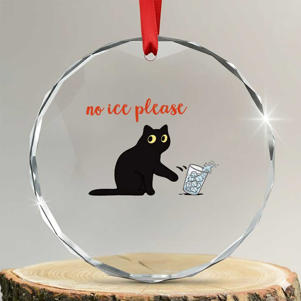 No Ice Please Crystal Glass Ornament Funny Cat Abolish ICE Meme Protest
